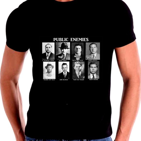 Wanted Gangsters Mobsters 1930s T shirt For Men - Picture 1 of 1